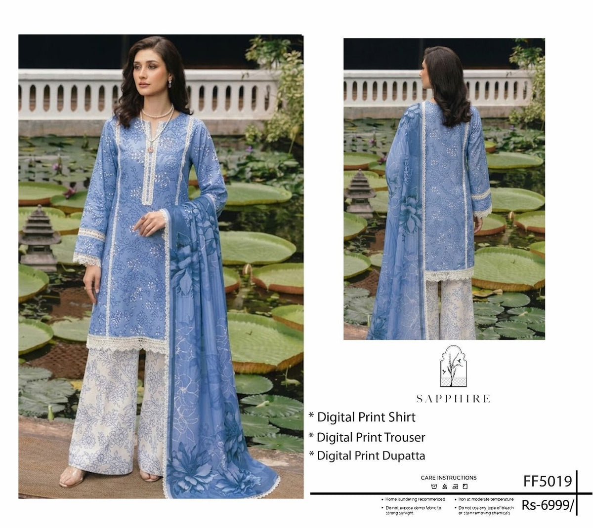 Sapphire Printed Lawn 3 Piece Suit Dubai - Summer 2026 | Code FF-5019 Design A
