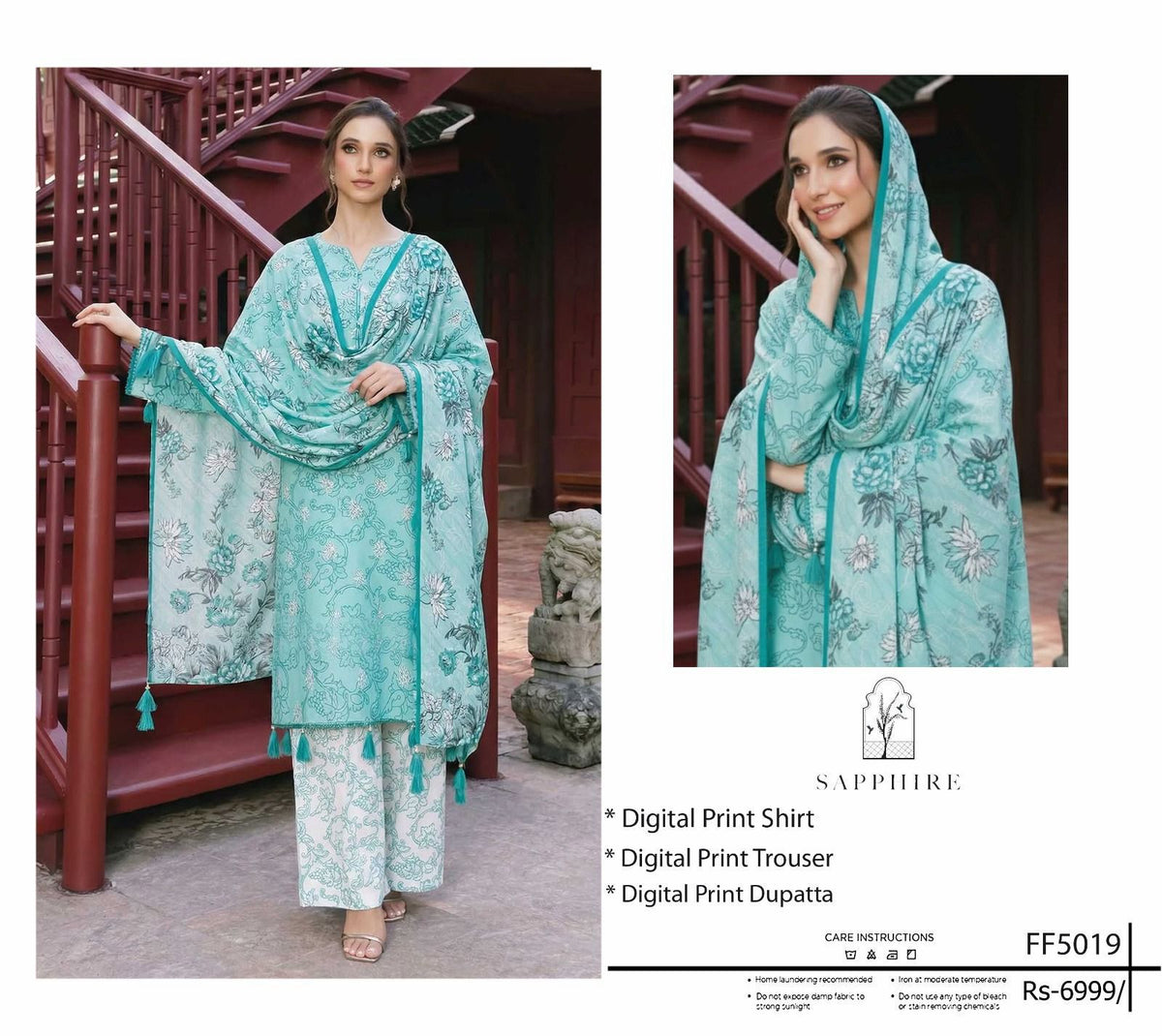 Sapphire Printed Lawn 3 Piece Suit Dubai - Summer 2026 | Code FF-5019 Design B