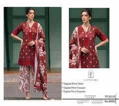 Sapphire Printed Lawn 3 Piece Suit Dubai - Summer 2026 | Code FF-5019 Design E