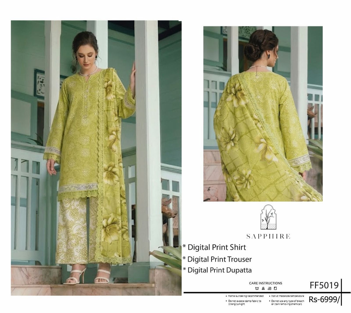 Sapphire Printed Lawn 3 Piece Suit Dubai - Summer 2026 | Code FF-5019 Design D